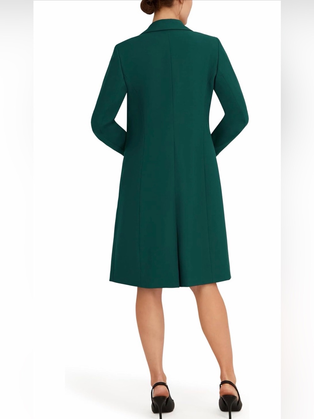 Le Suit Emerald Green Midi Dress with Matching Coat - Picture 2 of 5